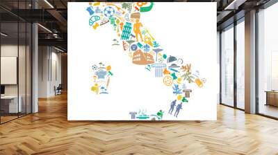 italian map with silhouette symbol set Wall mural