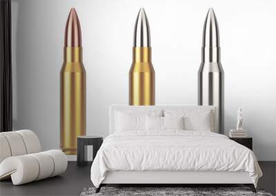 Automatic Rifles 7.62 mm Caliber Metal Bullet. 3d Rendering Wall mural