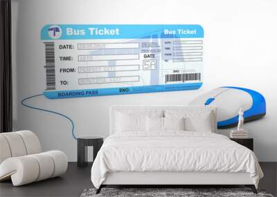 online booking concept. bus boarding pass ticket and computer mo Wall mural