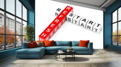 Restart and Refresh Sign as Crossword Cube Blocks. 3d Rendering Wall mural