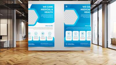 Medical Flyer Template, Corporate Business Flyer poster pamphlet brochure cover design layout background, two colors scheme, vector template in A4 size - Vector Wall mural