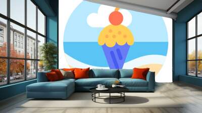 Ice cream , Beach flat icon. Wall mural