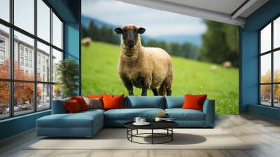 Sheep on a summer pasture Wall mural