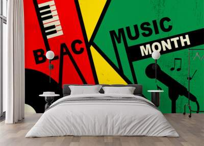 Black Music Month grunge card. African-American Music Appreciation Month avant-garde modern style concept. Wall mural