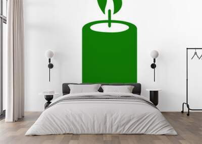 green candle with green leaves Wall mural