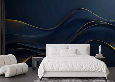 A background of golden waves and navy blue empty space. Wall mural