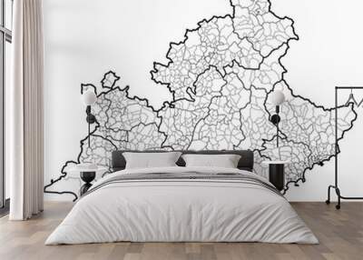 Detailed map of the region Provence-Alpes-Cote d'Azur, France including all the administrative subdivisions (departments, arrondissements, cantons, and municipalities). Vector illustration Wall mural