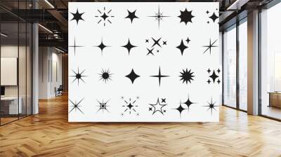 Set sparkle icon. Vector four-pointed star for logo, social media stories.Eps 10 Wall mural