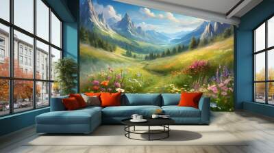 Colorful flower meadow Wall mural