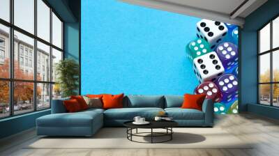 Dices on blue background. Wall mural