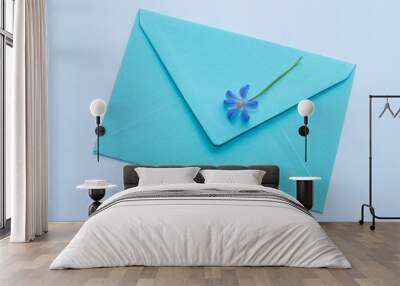 Envelope with blue flower.  Wall mural