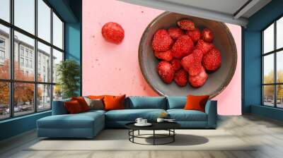 Freeze dried strawberry . Healthy snack concept. Wall mural