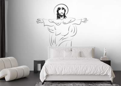 Happy Ascension Day Design with Jesus Christ In Heaven Wall mural