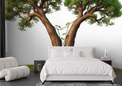 N – Two trees leaning toward each other with a vine connecting Wall mural