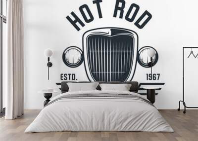 Hot rod emblem, logo, banner. Vintage t-shirt print Wall mural