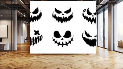 Scary and funny faces of Halloween pumpkin or ghost . Vector collection.	 Wall mural