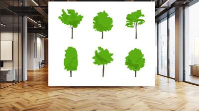 Flat icon tree collection in color isolated on white background. Green forest. Ecology concept. Wall mural