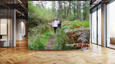 Family hiking near Loch Lomond, Scotland Wall mural