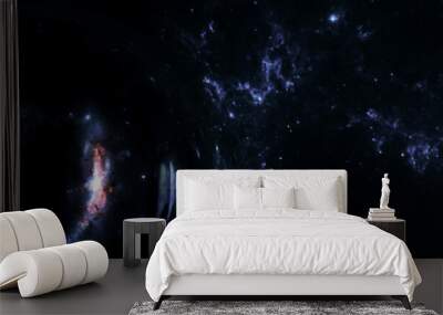 black hole with gravitational lens effect in front of a star field  (3d illustration, Elements of this image are furnished by NASA) Wall mural