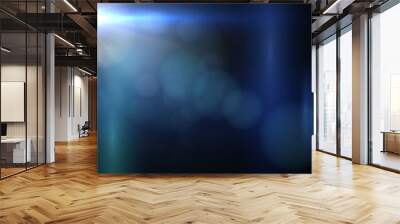 bright blue lens flare effect on black background, overlay texture with light streaks Wall mural