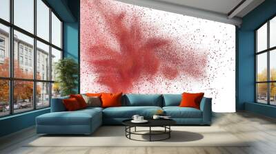 flying red powder, pigment particles isolated on transparent background  Wall mural