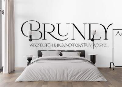 Bruney font for logo and headline. Isolated vector typeset Wall mural