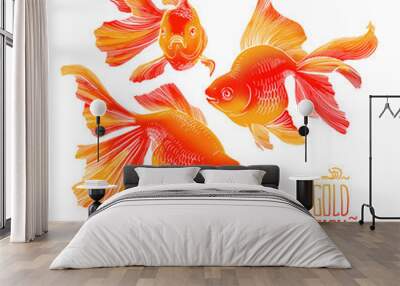 Goldfish illustration artwork  line underwater zen meditation Wall mural