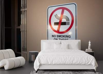 Sign of ' No Smoking on These Premises And Within 4 Metres of Entrance' on wall. Melbourne, VIC Australia. Wall mural