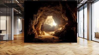 Empty cave looking out Wall mural