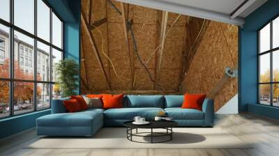 rafter repair in garage or workshop Wall mural