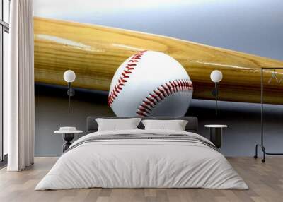 Bat and ball, Baseball concept Wall mural