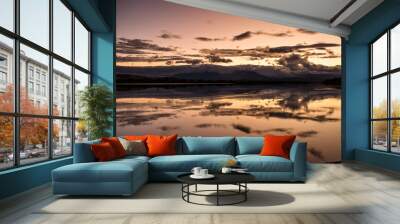 Dramatic sunset over stunning landscape in Canaima National Park, Venezuela Wall mural