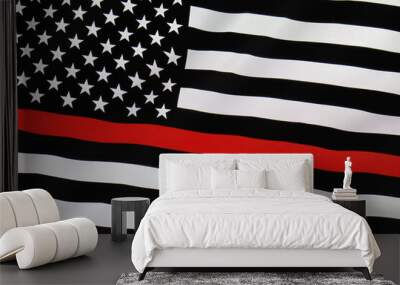 Firefighters memorial flag, thin red line flag Wall mural