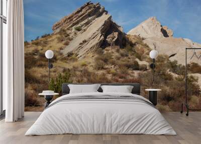 Unusual angled rock formation at Vazquez Rocks California Wall mural