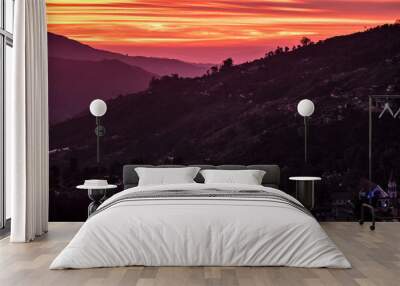 View of beautiful sunrise at Colonia Tovar. Aragua State, Venezuela Wall mural