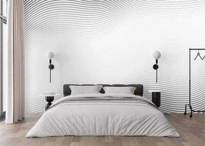 Wavy Black and white abstract blacground. Wave back ground. minimal wave back ground Wall mural