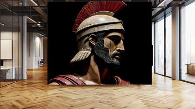 A Roman soldier in red, white and black armor, a powerful and dramatic image for history, war and ancient times.  Wall mural