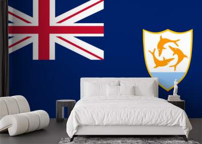 Anguilla flag vector illustration isolated. Caribbean island national symbol. United Kingdom territory. Offshore financial center. Wall mural