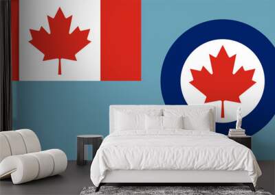 Canadian Air force flag vector illustration isolated. Proud military symbol of Canada. Emblem national coat of arms of soldier troops. Patriotic air plane emblem. Wall mural