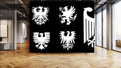 Coat of Arms of Germany black wild eagle vector silhouette illustration Bundesadler isolated. Heraldry bird spread wings national Deutschland symbol. Heraldic Brandenburg COA. Patriotic emblem banners Wall mural