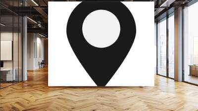 Black location marker with white dot. Location pin icon  for mobile apps, UI and web design Wall mural