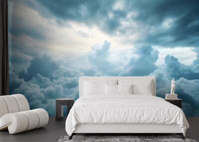 Dramatic Stormy Sky with Billowing Clouds and Ethereal Lighting Wall mural