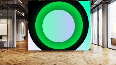 Green button bevel circle with rotating outlines copy space frame presentation background. Wall mural