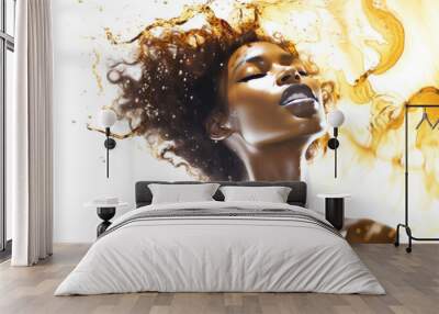 Close-up male portrait of a young attractive African American woman smiling Wall mural