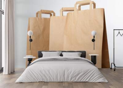 Beige shopping bags. Wall mural