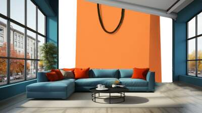 Orange  shopping bag. Wall mural