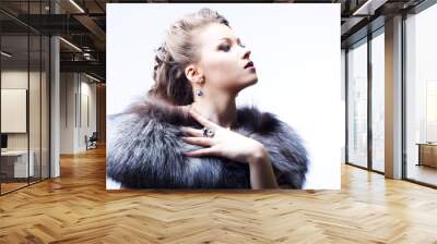 beautiful lady in fur Wall mural