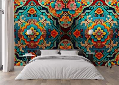 Chinese Floral Pattern Wall mural