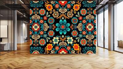 Russian Floral Pattern Wall mural