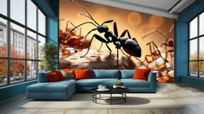 Ants in forest, AI-Generatet Wall mural